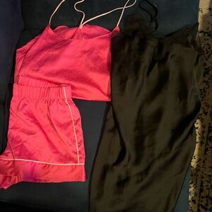 Victoria secret pink polka dot set and and black slip nighty